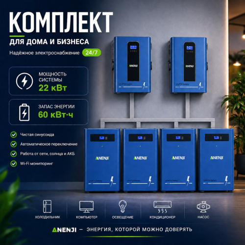 Комплект резервного питания ANENJI 22 кВт + АКБ 60 кВт·ч 